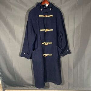 VTG Polo Ralph Lauren Men's Navy Wool-Blend Duffel Coat Size 54 XL